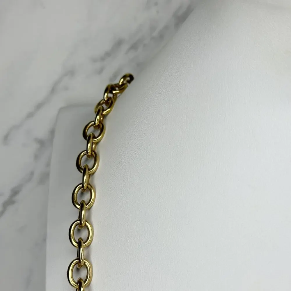 Ann Taylor Toggle Rhinestone Gold Chain Necklace ✨